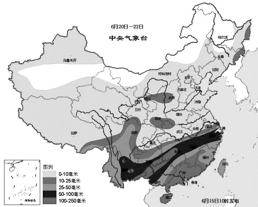 圖為全國過程降水量預(yù)報(bào)